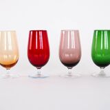 Set of colourful glasses, Italian design, 1970s, made in Italy