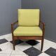 Yellow fabric and wood relax chair 1960s