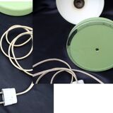 Vintage industrial table lamp, aluminum green shade and base, flexible shade and neck