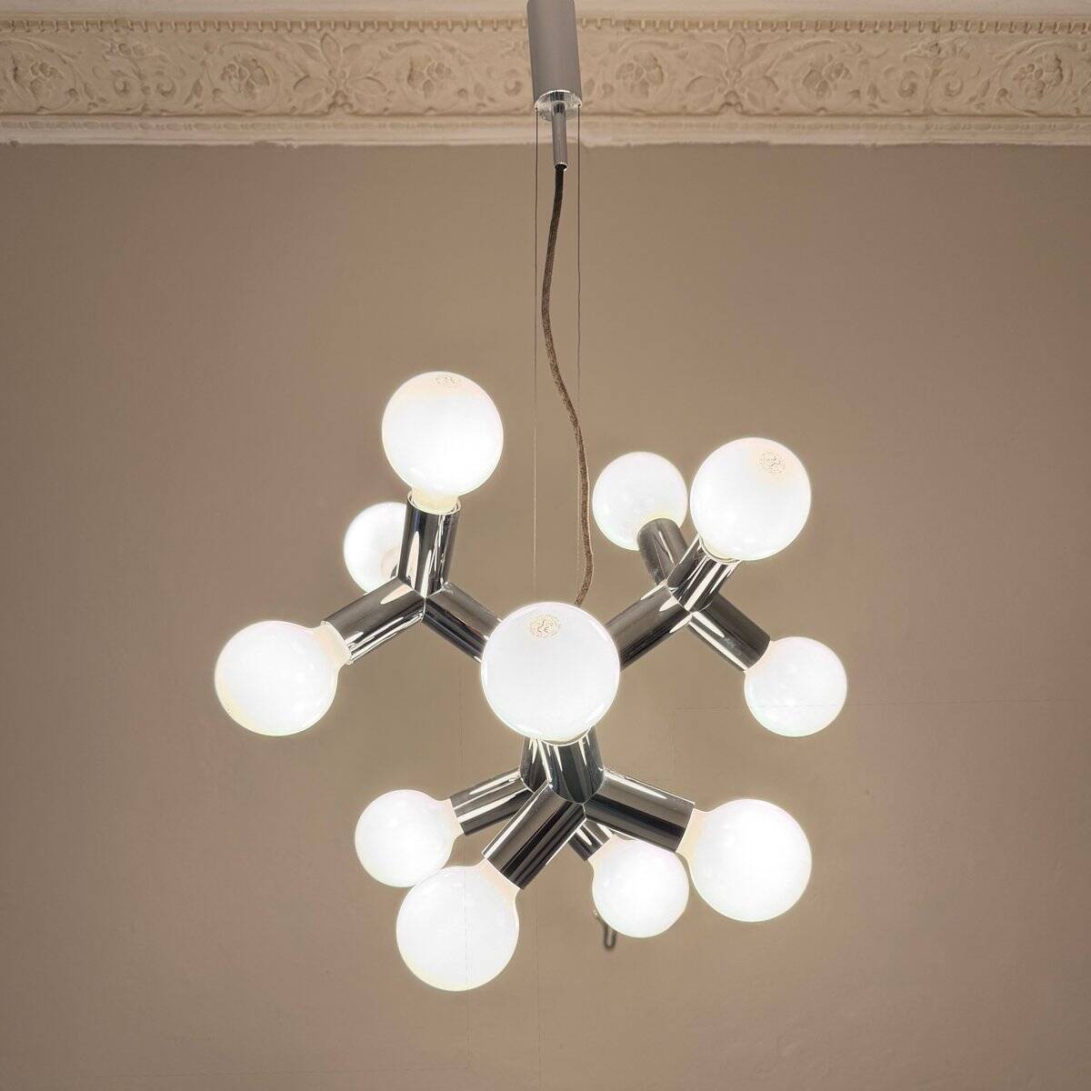 Space Age Atomic Chrome Chandelier by J.T. Kalmar, Germany, 1970