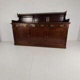 Early 20th-century English mahogany dresser / sideboard – brass campaign hardware