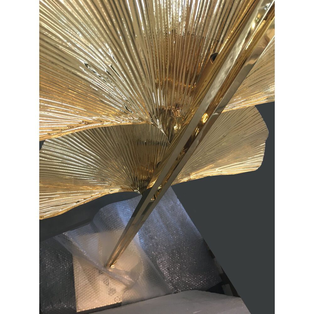Ginko biloba floor lamp in brass leaves