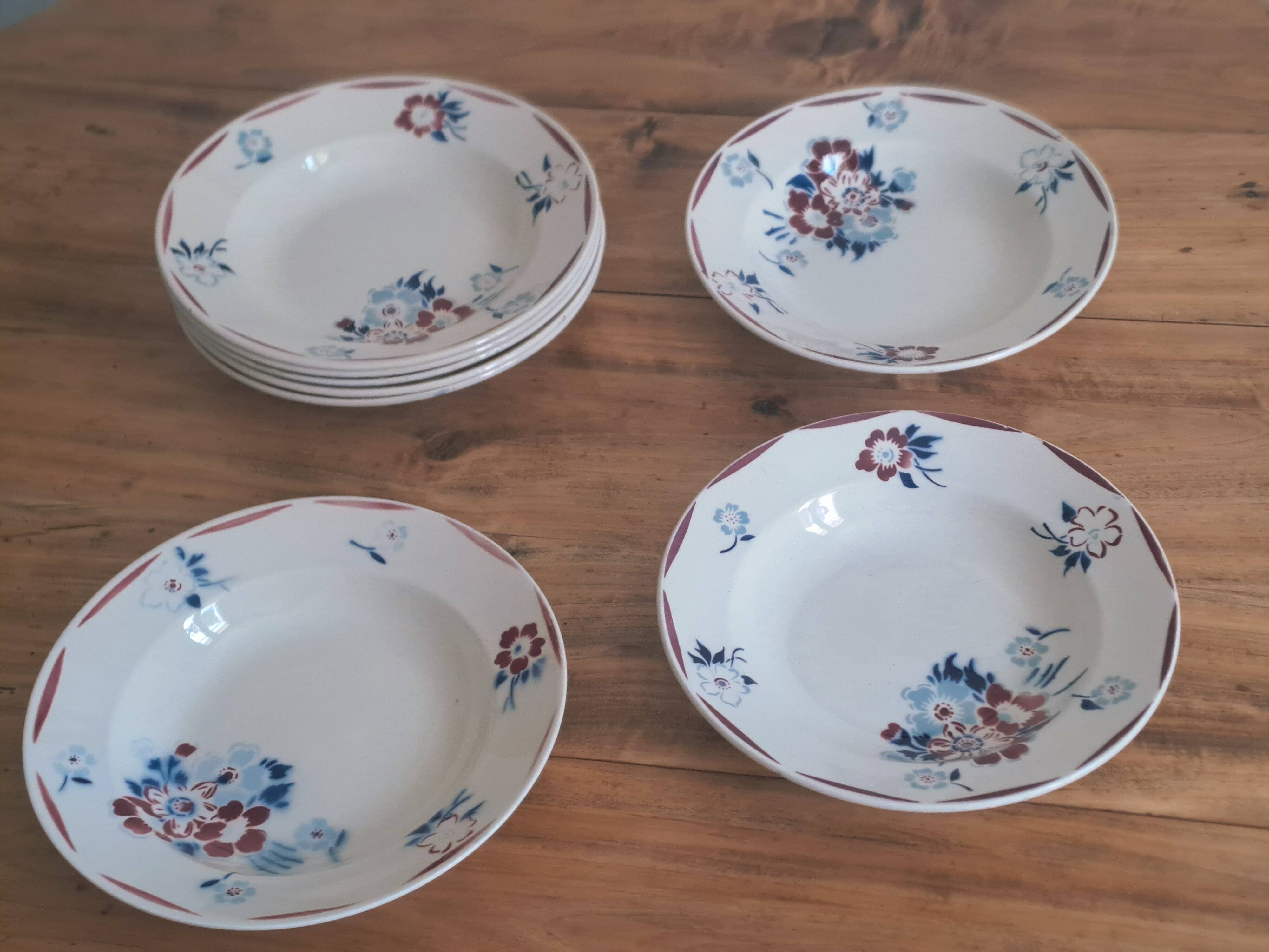 Set of 8 deep plates K and G Lunéville model "Evreux"