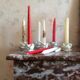 set of 6 pink candle holders in white porcelain