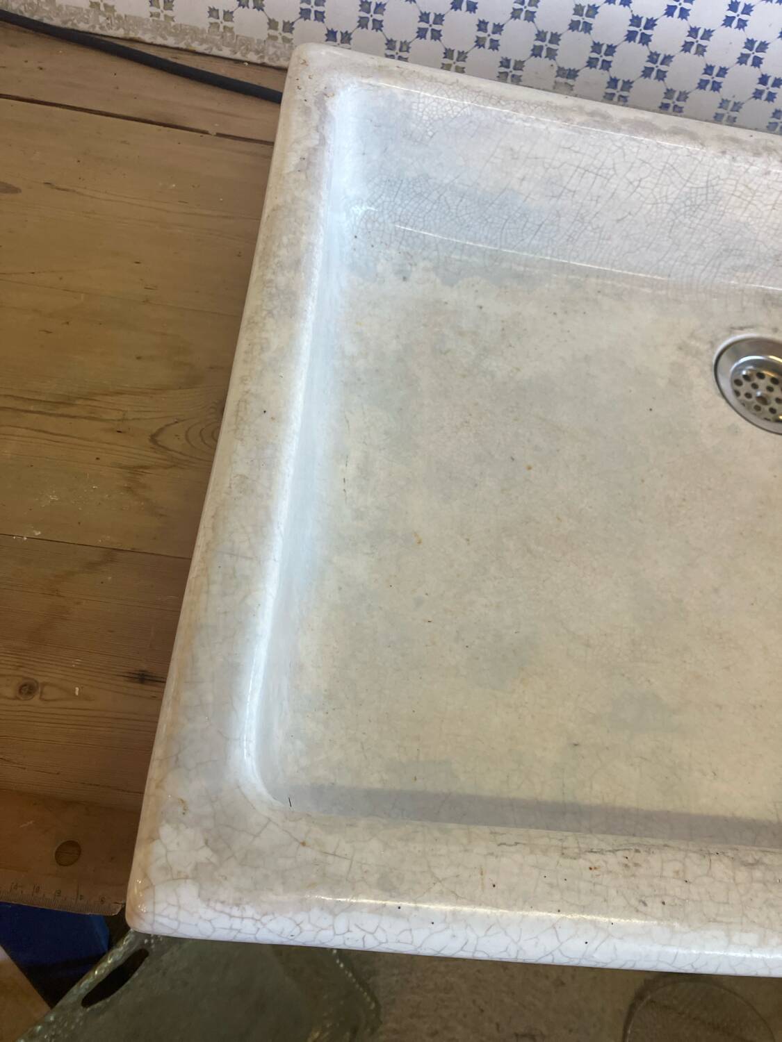 Vintage Ceramic Stamp Sink with Farmhouse Drainer