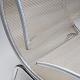 Post-modern pair of easy chairs in chrome and plastic wire - 1960s
