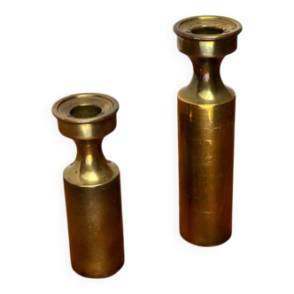 Danish brass candle holders from the mid-century by Boyes Metalkunst, 1960s, set of 2.