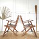 Pair of folding wooden armchairs