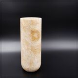 Cylindrical marble vase with fossil motif