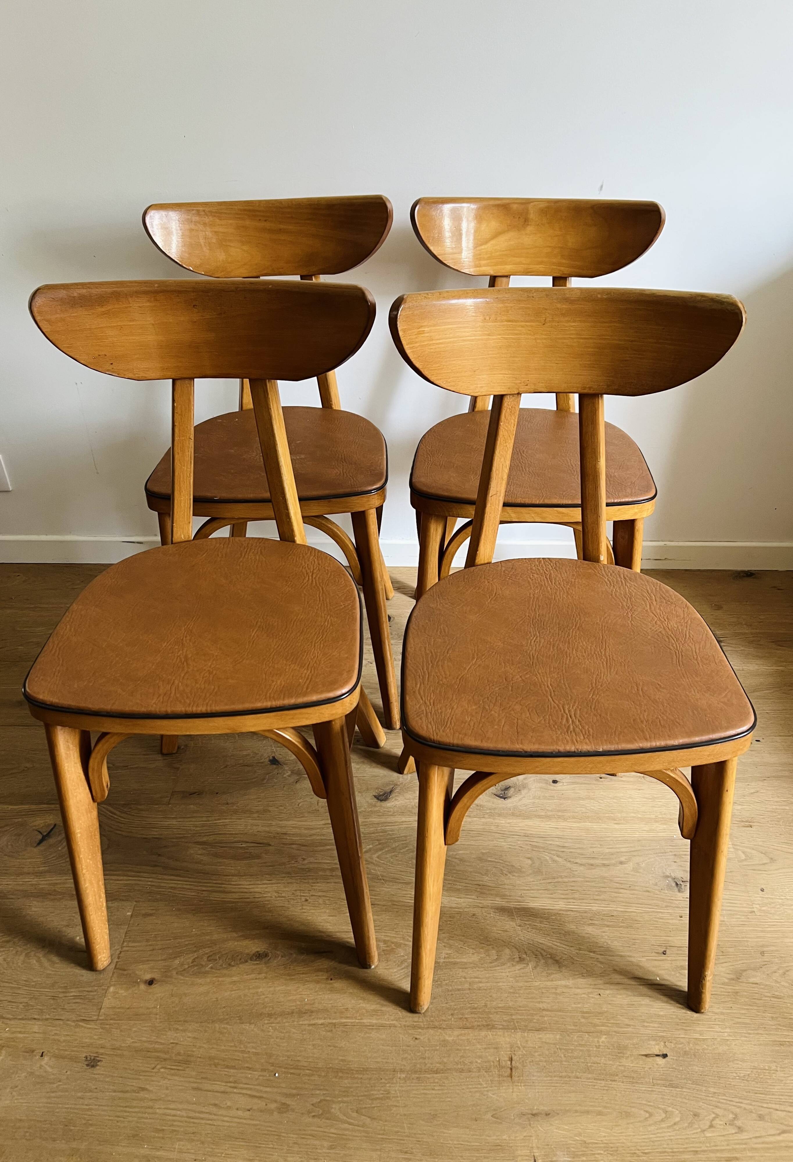 4 chaises « Banane » estampillées Luterma