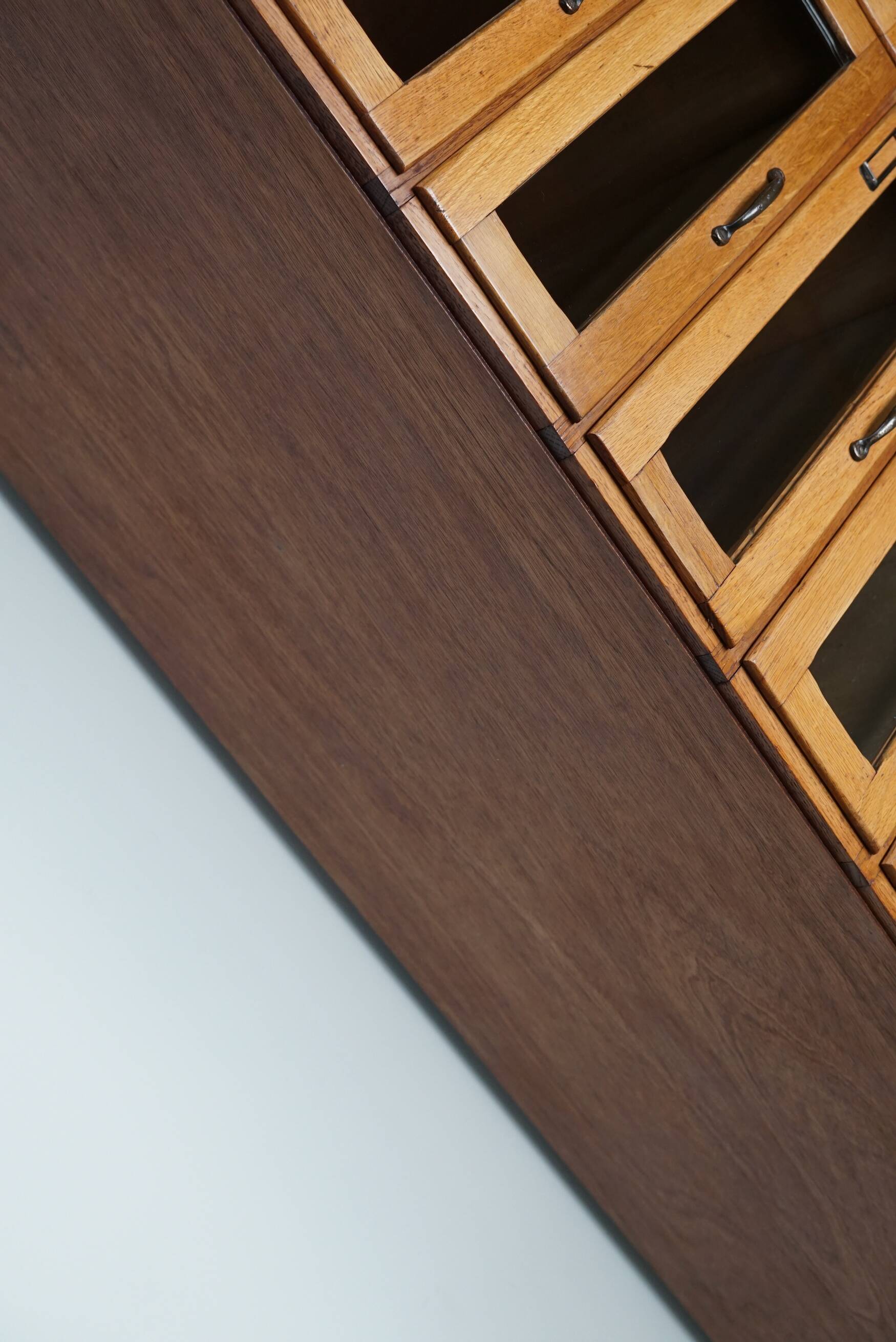 English Haberdashery Shop Cabinet with Glass Fronted Drawers, Circa 1930s
