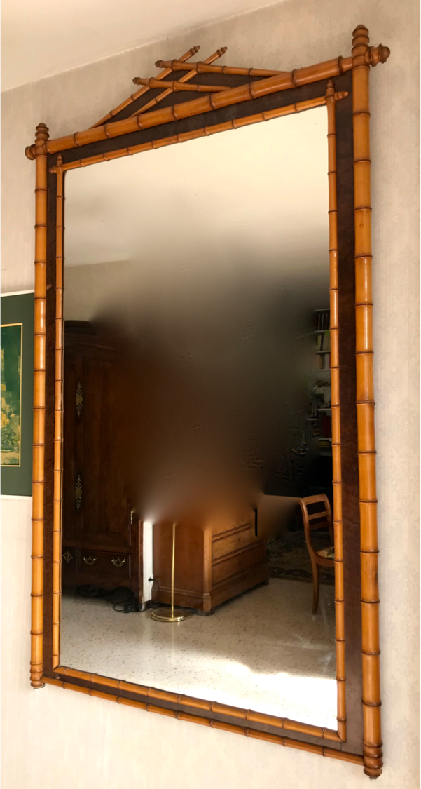 Mirror pitchpin XIXème two-tone bamboo collection circa 1870 napoleon iii