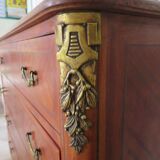 Louis XVI chest of drawers - Bronze - Butterfly wood veneer marquetry - 1930