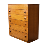 1970’s mid century teak chest of drawers with lid compartment