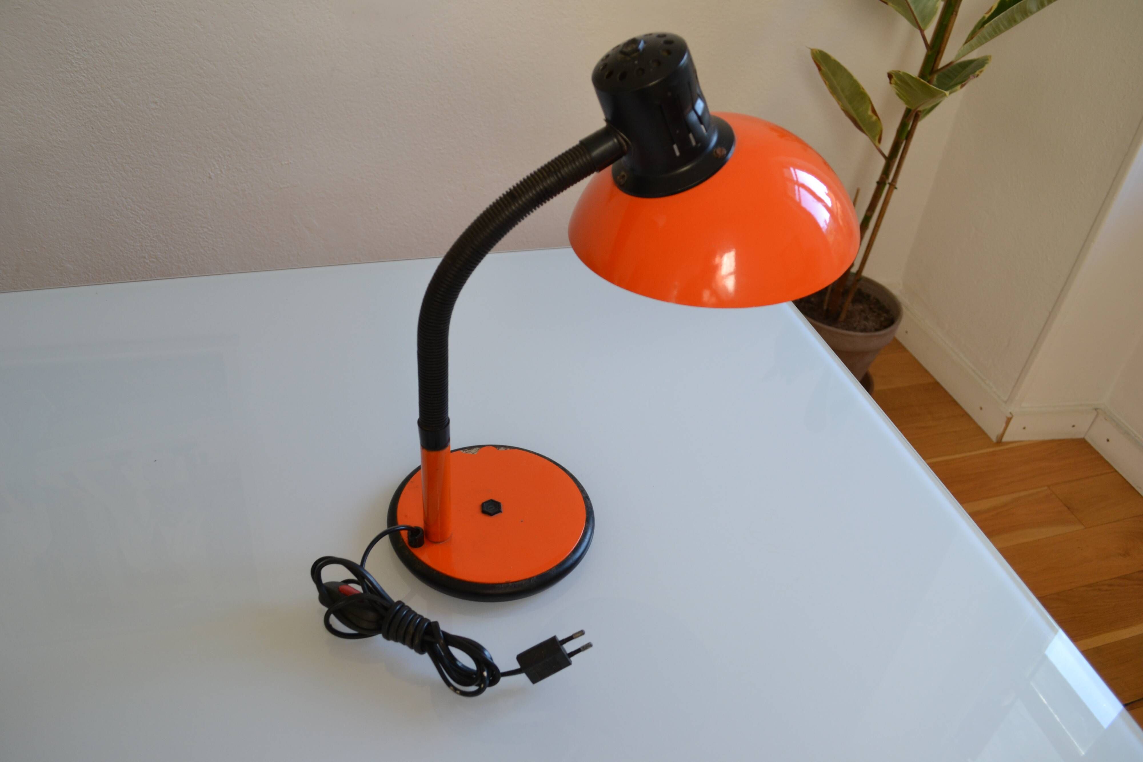 Vintage Aluminor France orange lamp from the 70s 1970