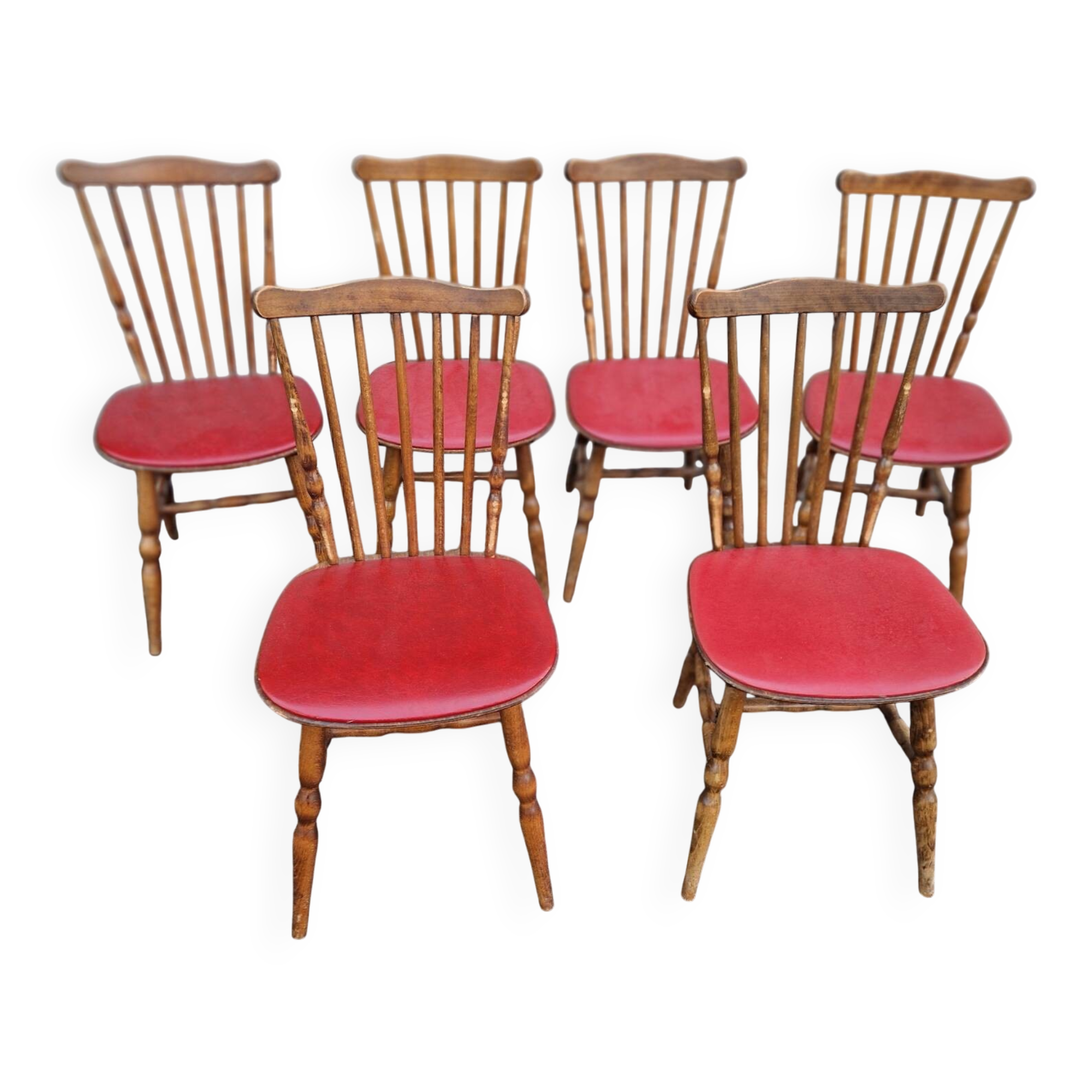Set of 6 Baumann chairs in turned wood