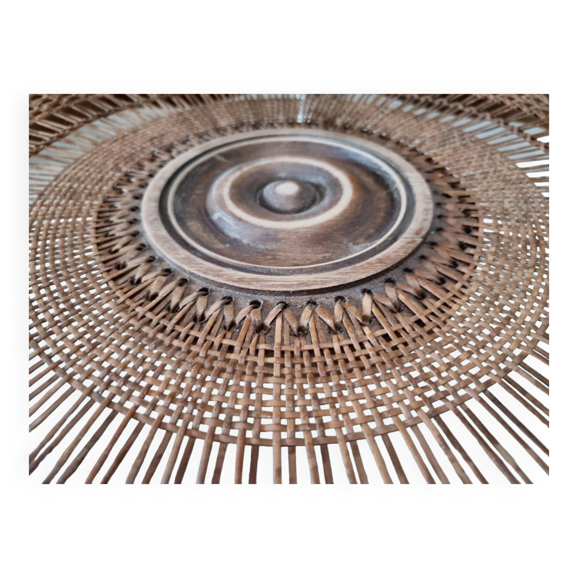 Round cane coffee table