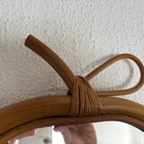 Vintage mirror 1960 apple rattan wicker bamboo - 32 x 33 cm