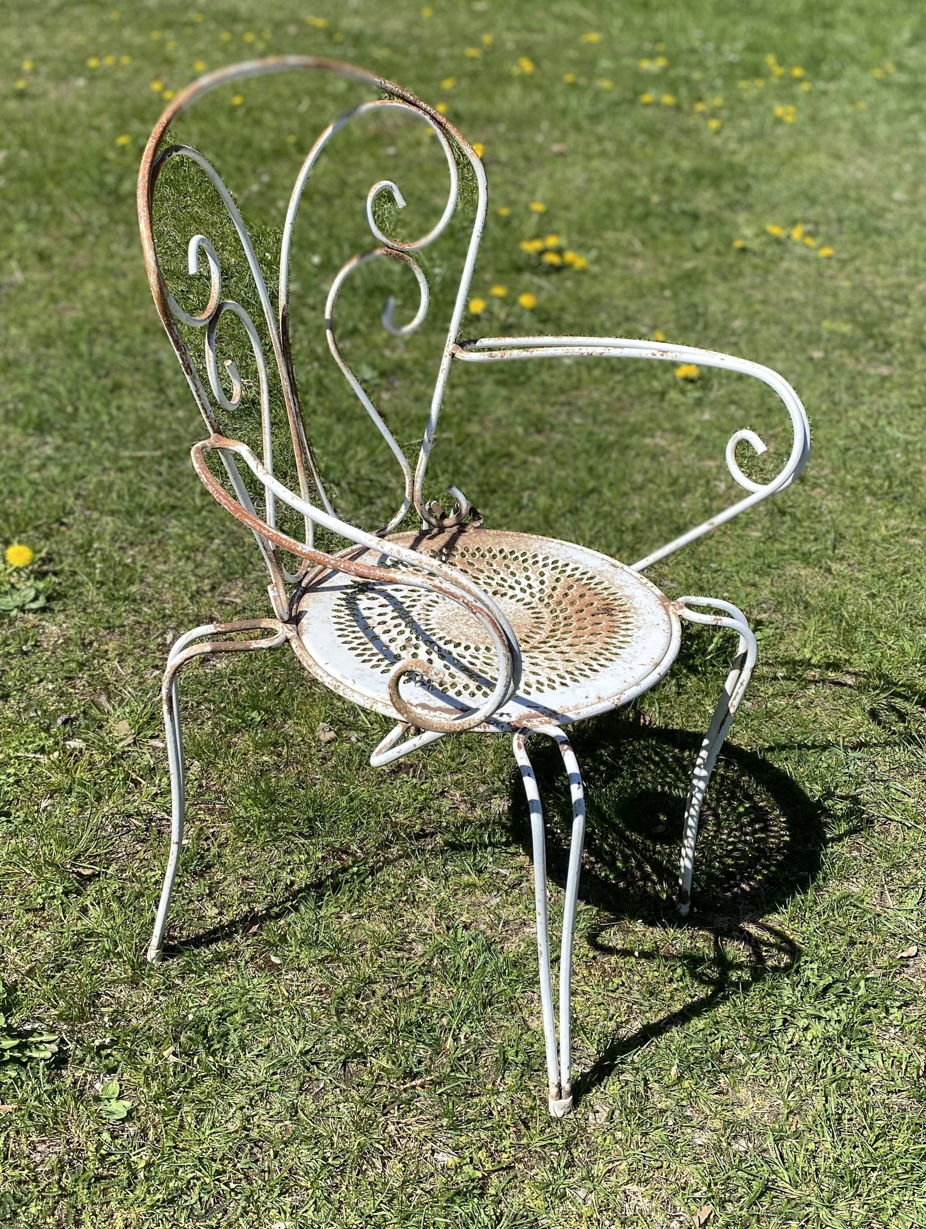 Fauteuil de jardin fer forgé vintage 1950