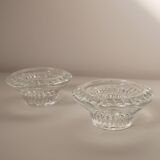 Set of 2 glass candle holders, ridged effect