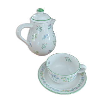 Théière et sa tasse en porcelaine de Gien