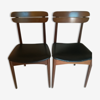 Pair of Danish chairs 60s teak and Black Sky