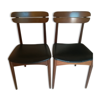 Pair of Danish chairs 60s teak and Black Sky