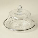 Antique Crystal Cheese Dome with Star Pattern Plate