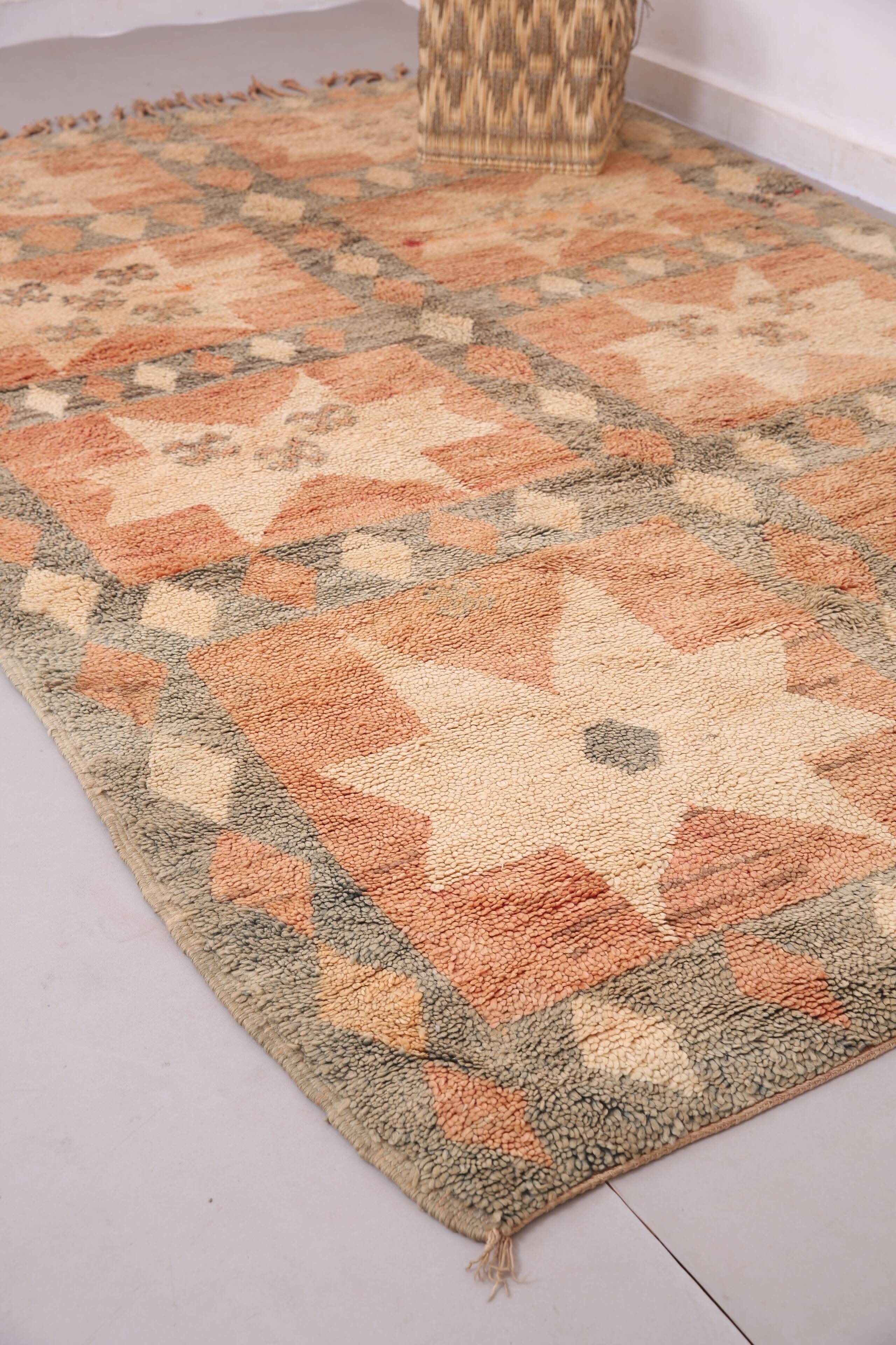 Peach Vintage Moroccan Rug 200 x 298 cm - Berber Wool Rug - Handmade Rug
