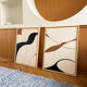 Beige, black, brown diptych design panels.