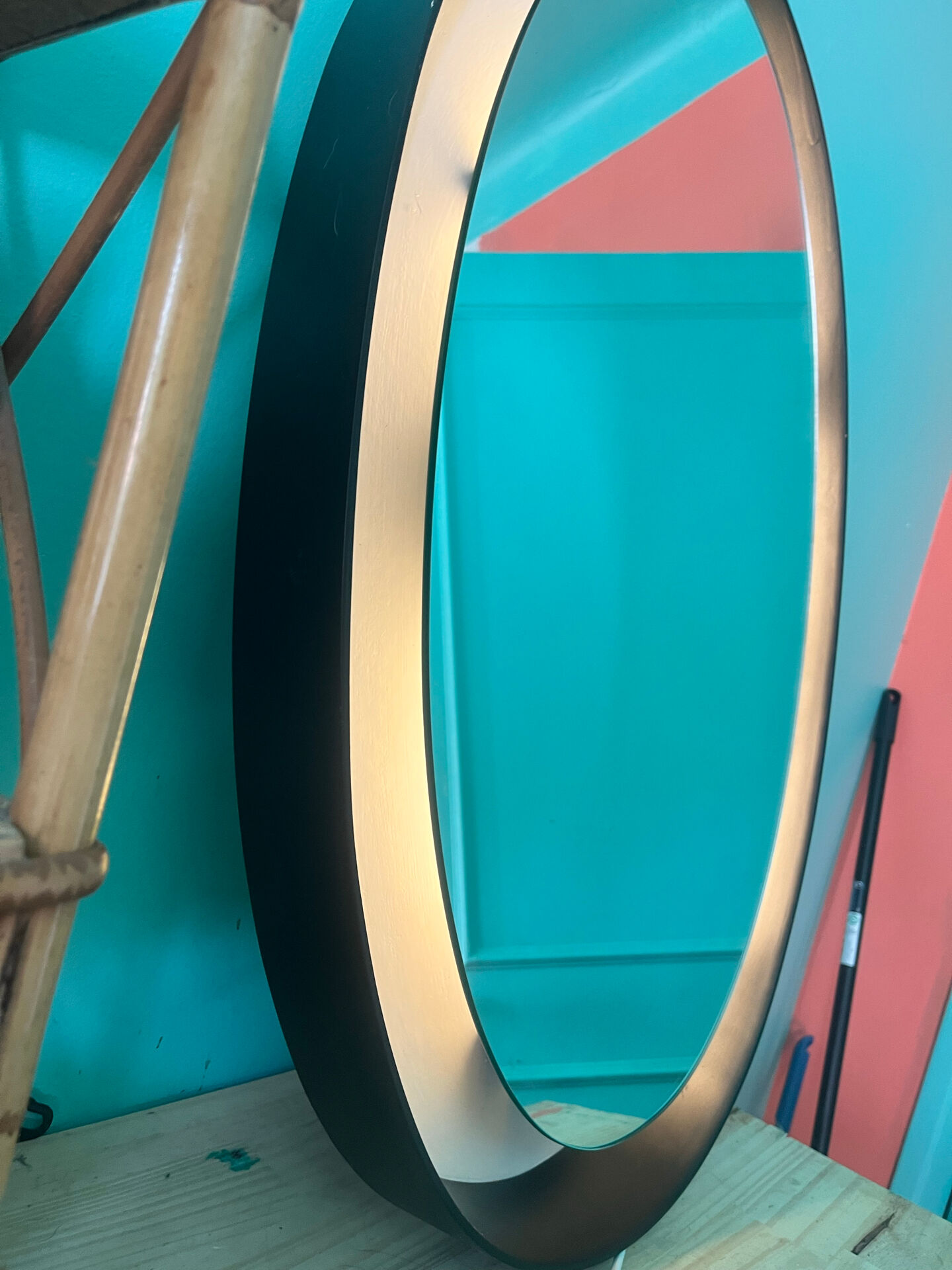 Sublime Vintage Oval Mirror with Lights (1970s/1980s) 50x80 cm – Style