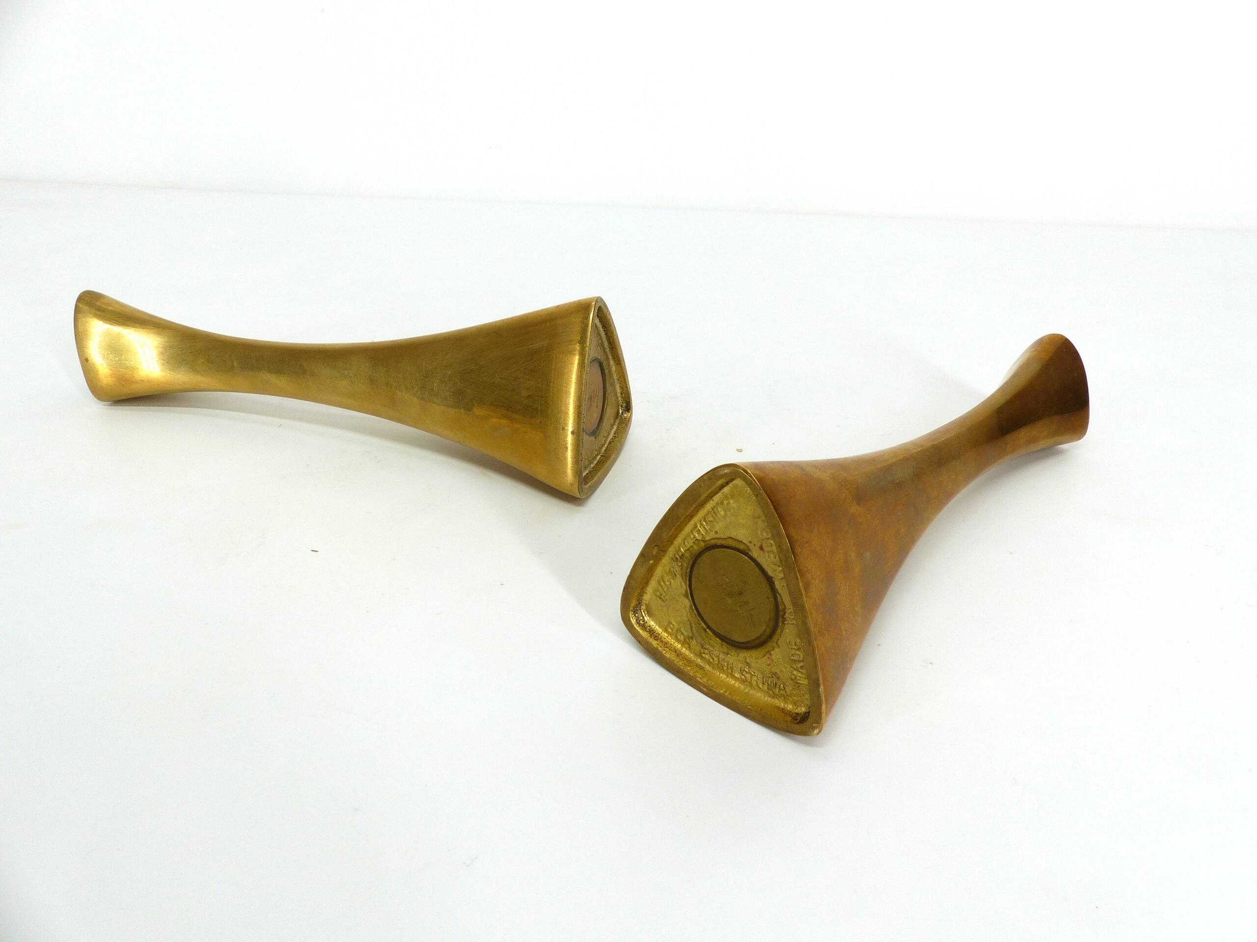 Pair of vintage brass candlesticks Ytterberg for Bca Eskilstuna, Sweden 1960s