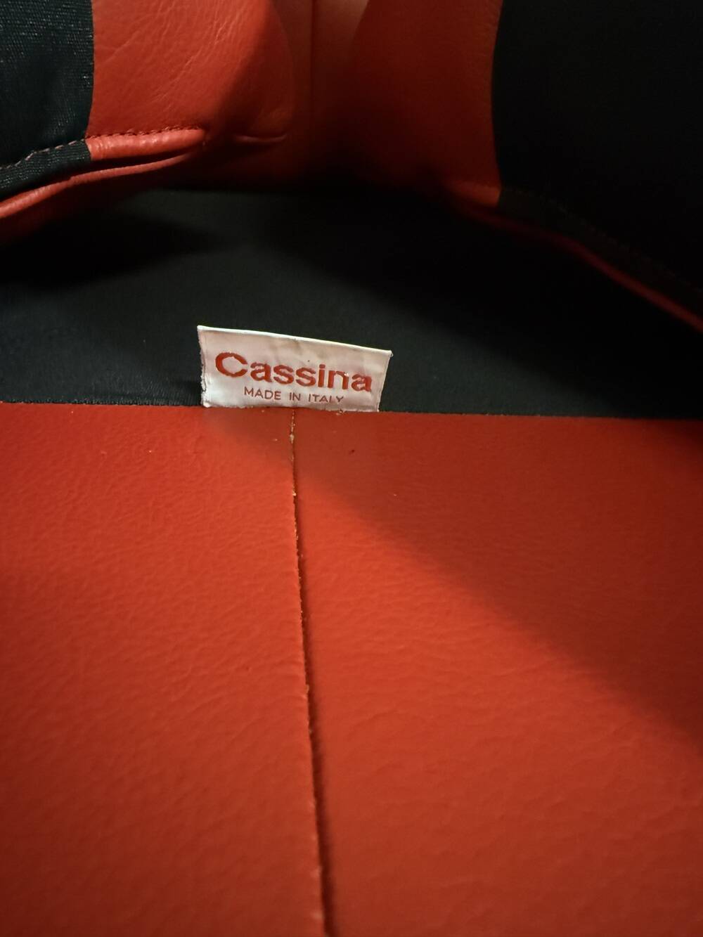 Vico Magistretti red leather Maralunga sofa Cassina