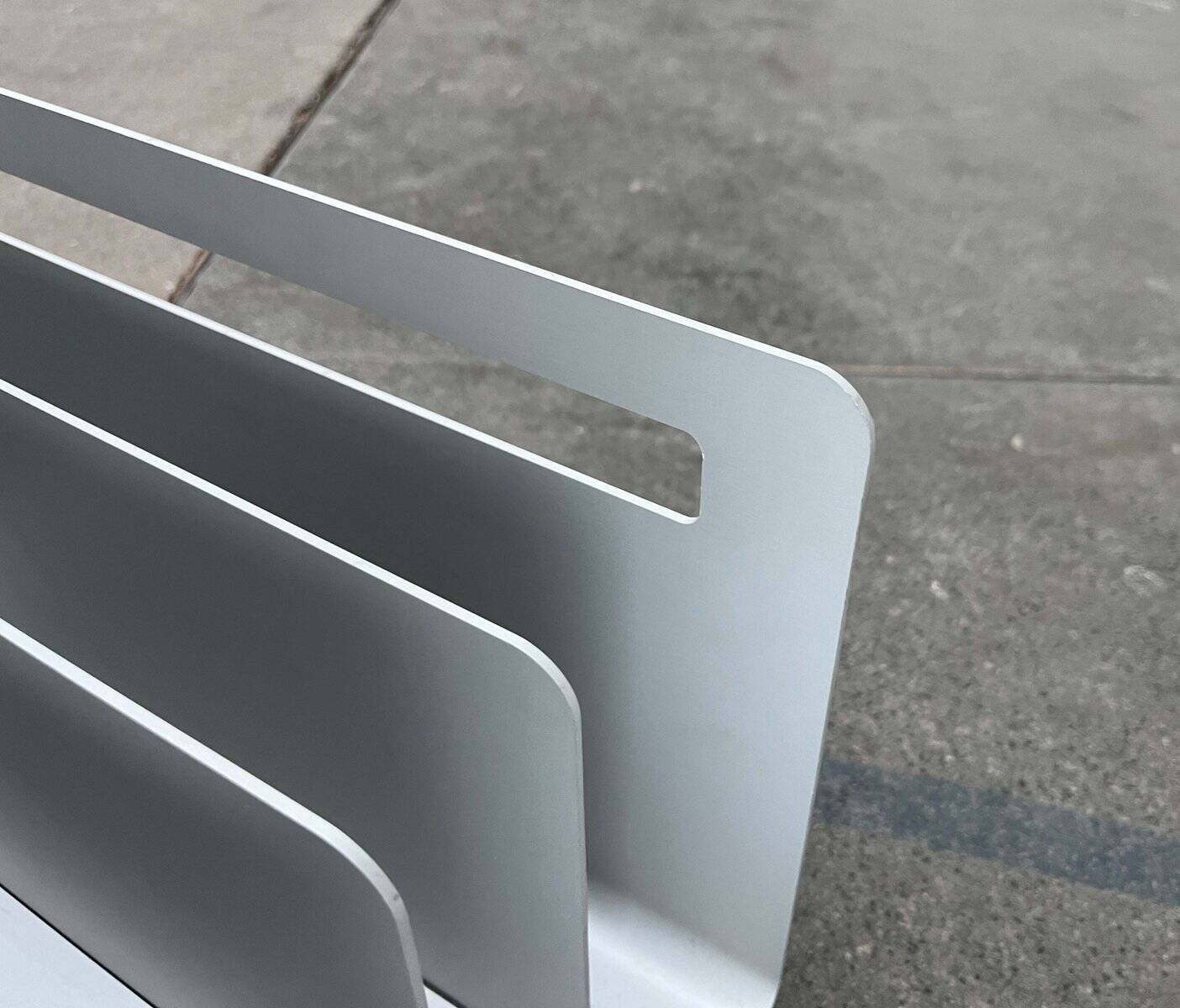 Minimalist aluminium magazine rack by Norman Foster for Helit, Germany, 1990s.