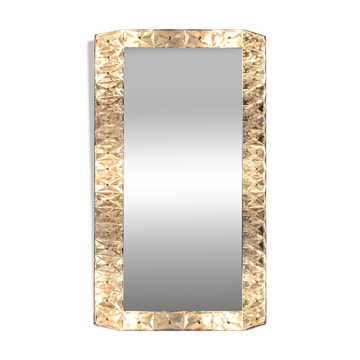 Miroir avec cadre en verre cristal décoré, années 1960, rétroéclairage, hauteur 95 cm