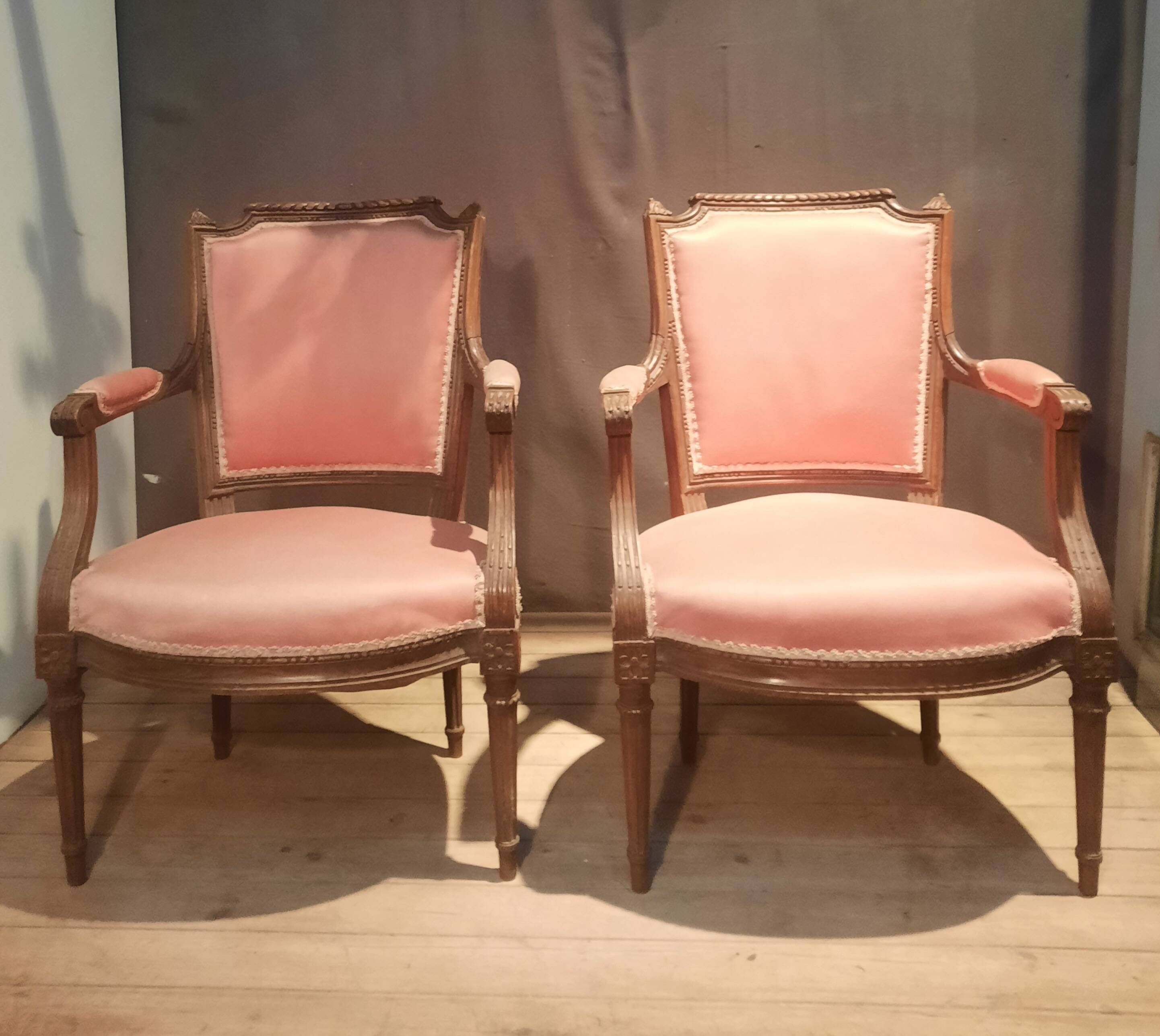 Pair of Louis XVI style armchairs