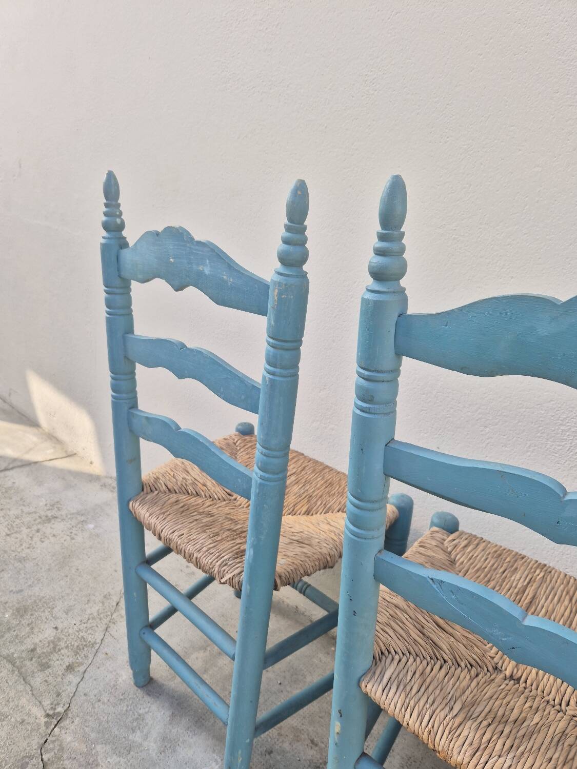 Set of 4 Provencal style straw chairs, old country house