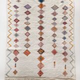 Moroccan Berber carpet Azilal ecru with small colored diamonds 275x212cm