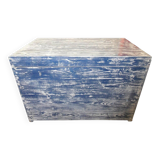 Antique chest of drawers in blue and white painted wood - shabby-chic patinated charm