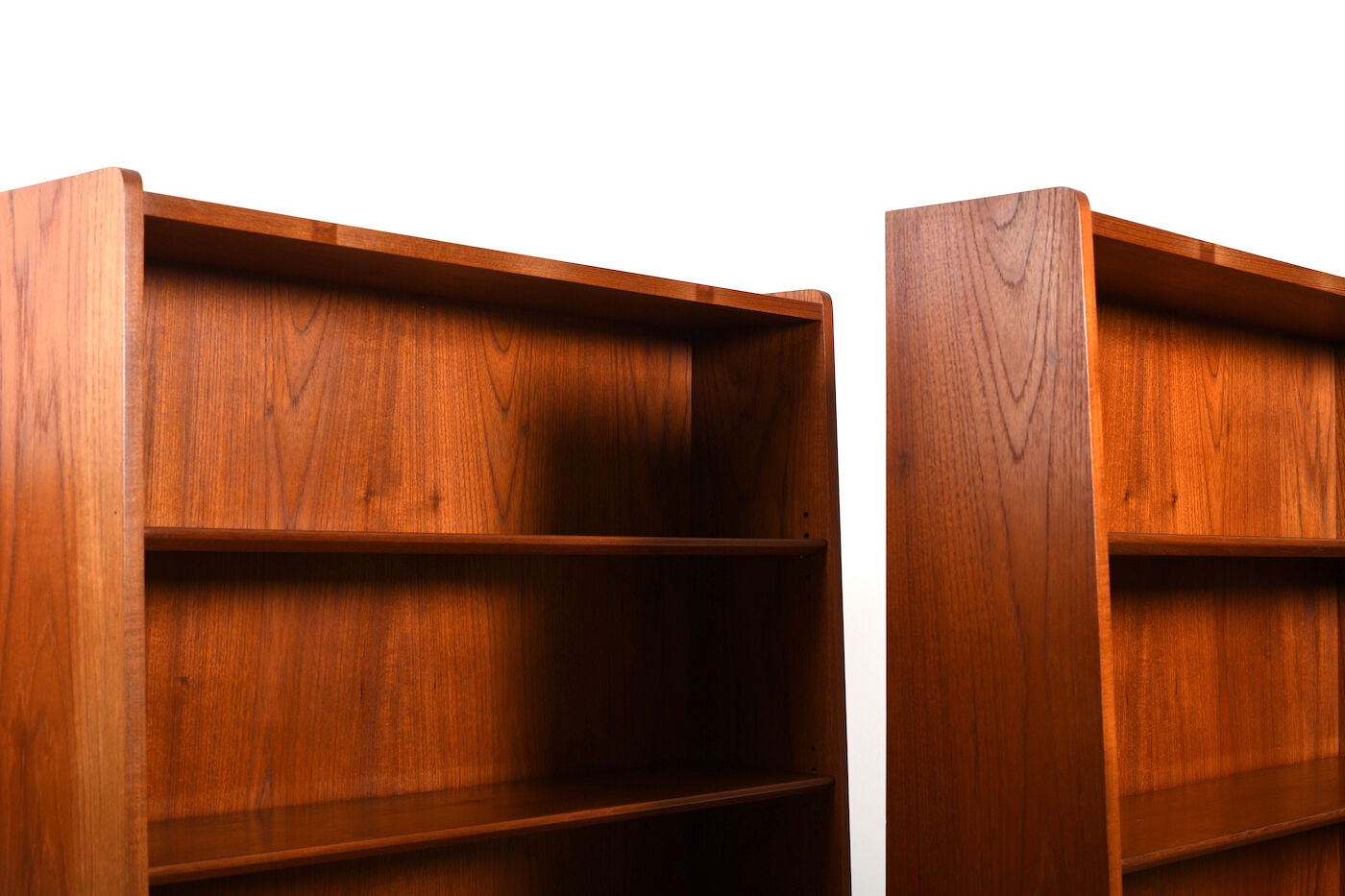 Pair conical Danish Bookcases in Teak by Johannes Sorth