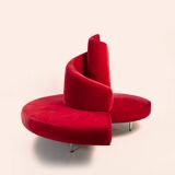 Red velvet Tatlin Sofa by Edra Italy
