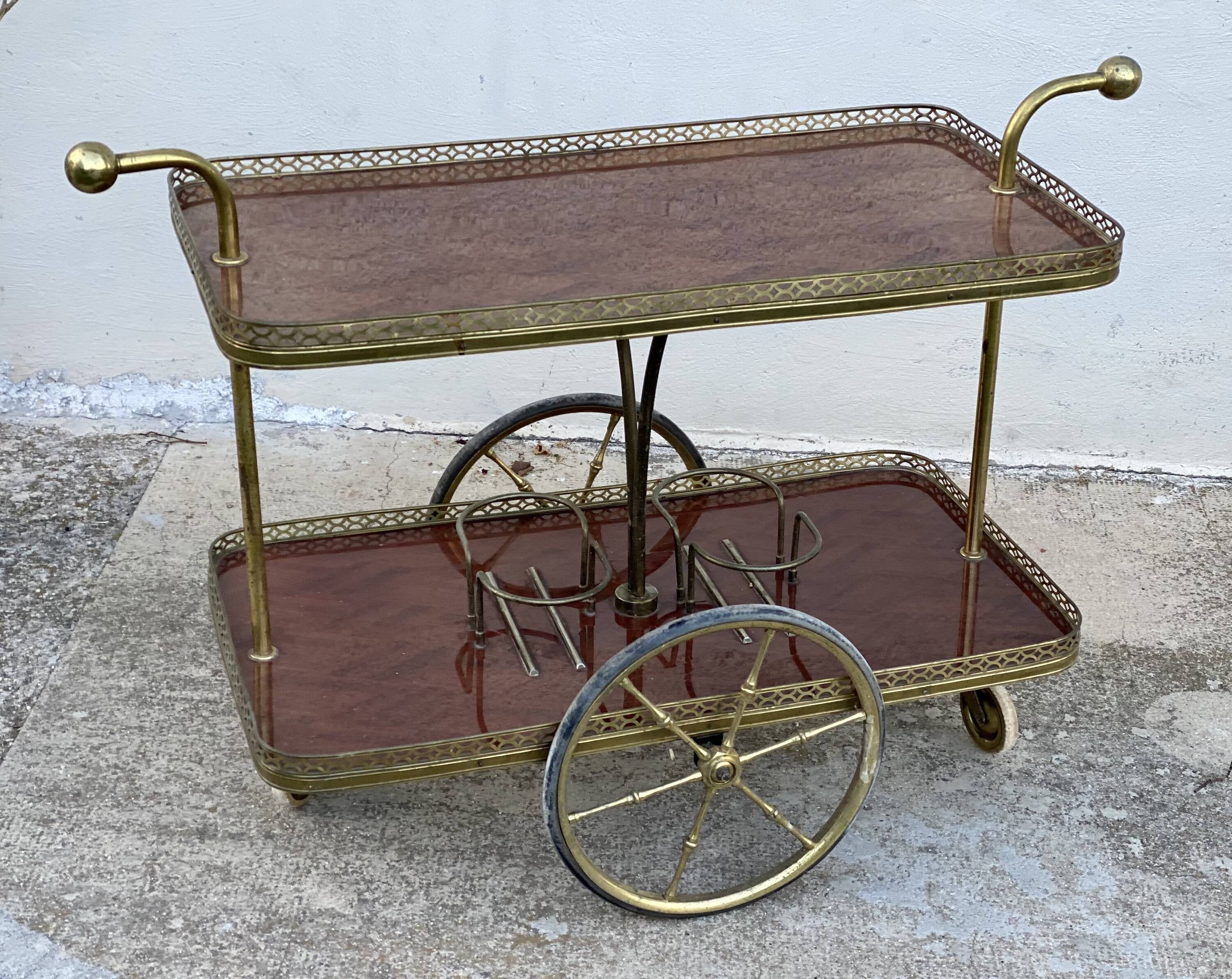 Table desserte à roulettes bar vintage 1950