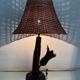 Floral carved wood lamp from the 60s