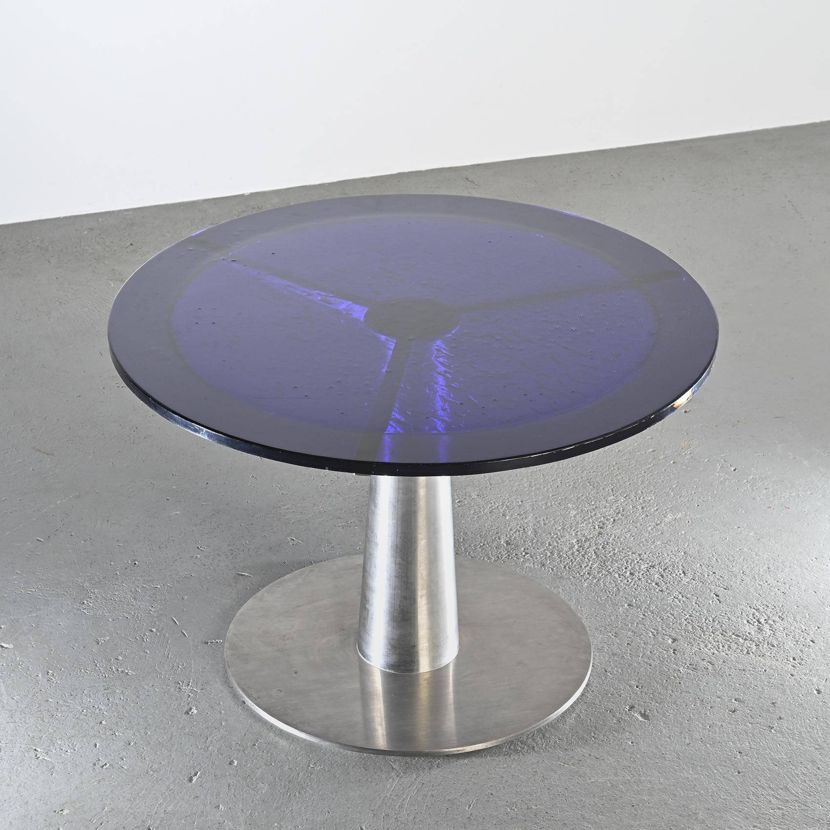 Blown glass and steel dining table by Perrin & Perrin, circa 1990