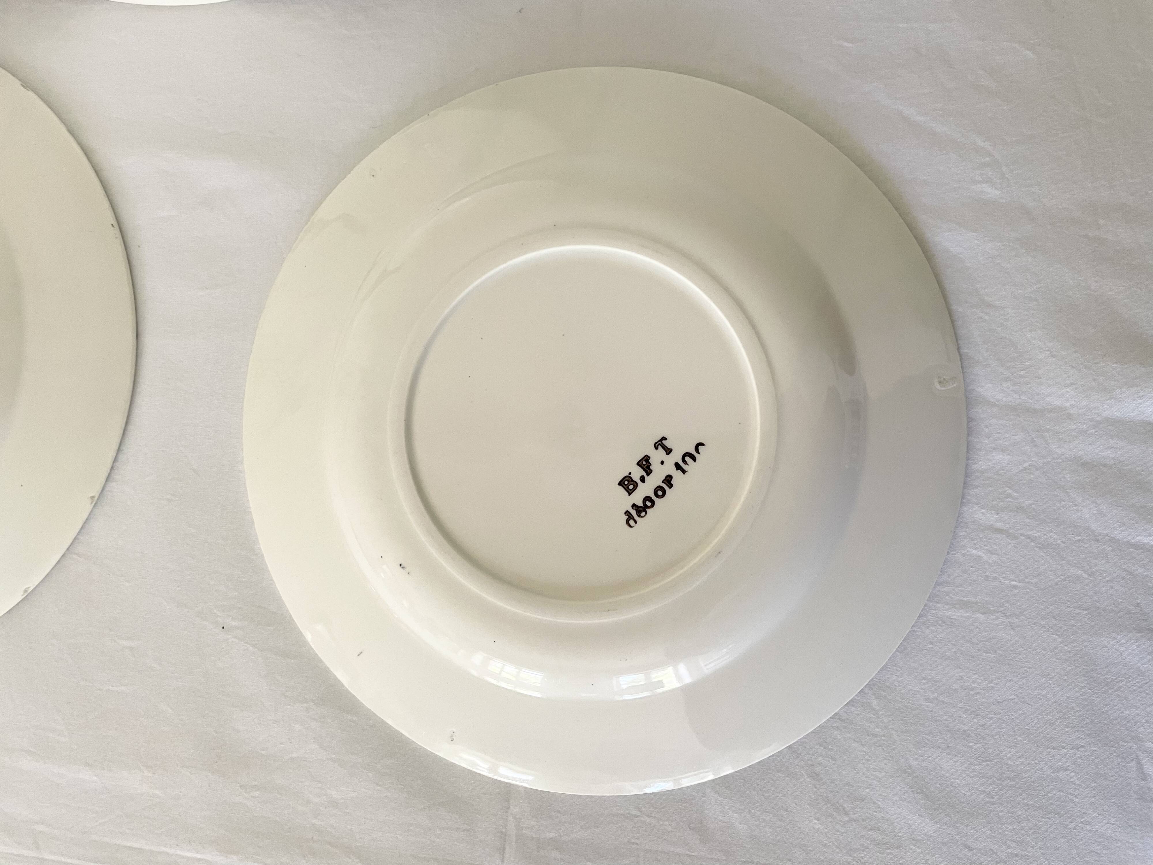 Flat ironstone plates bft 19th century