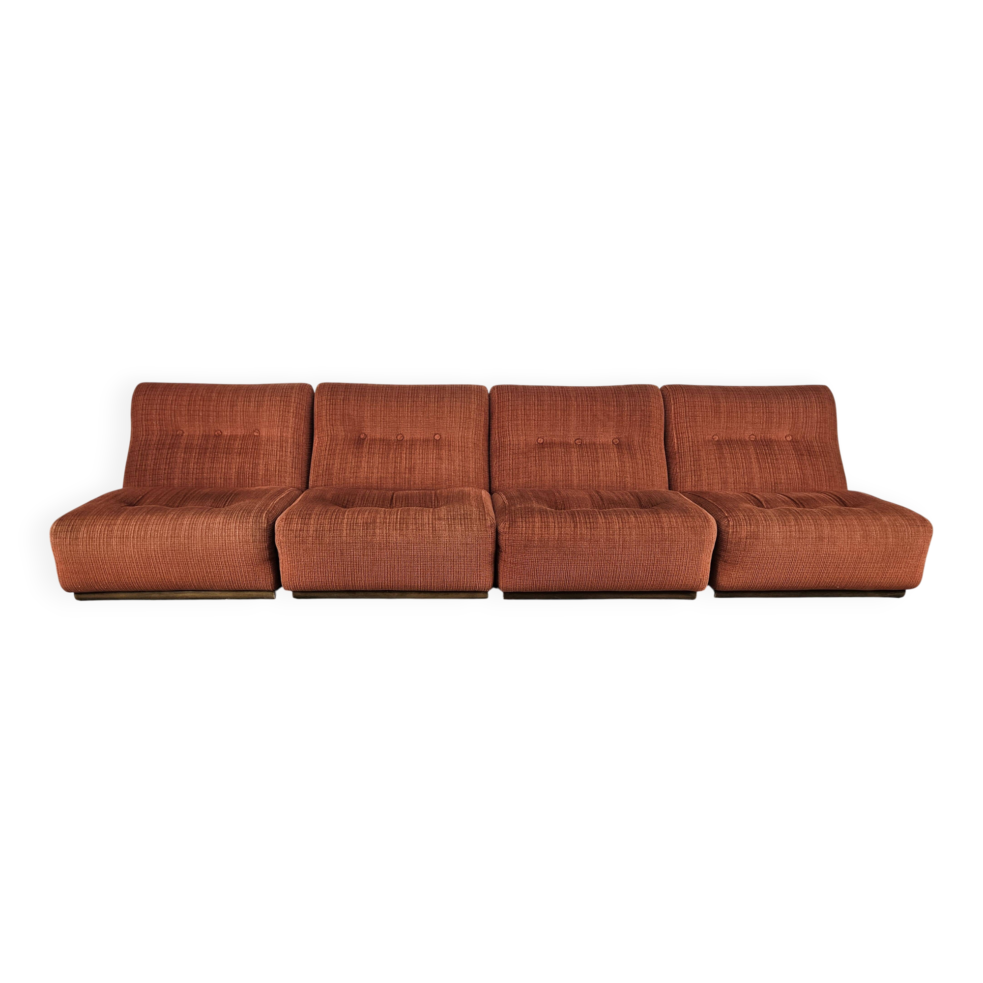1970s modular armchairs in red fabric