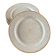 Four beige speckled plates