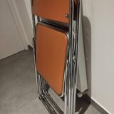 Pair, 2 vintage folding chairs, fawn color