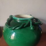Ball vase with green ceramic string decoration