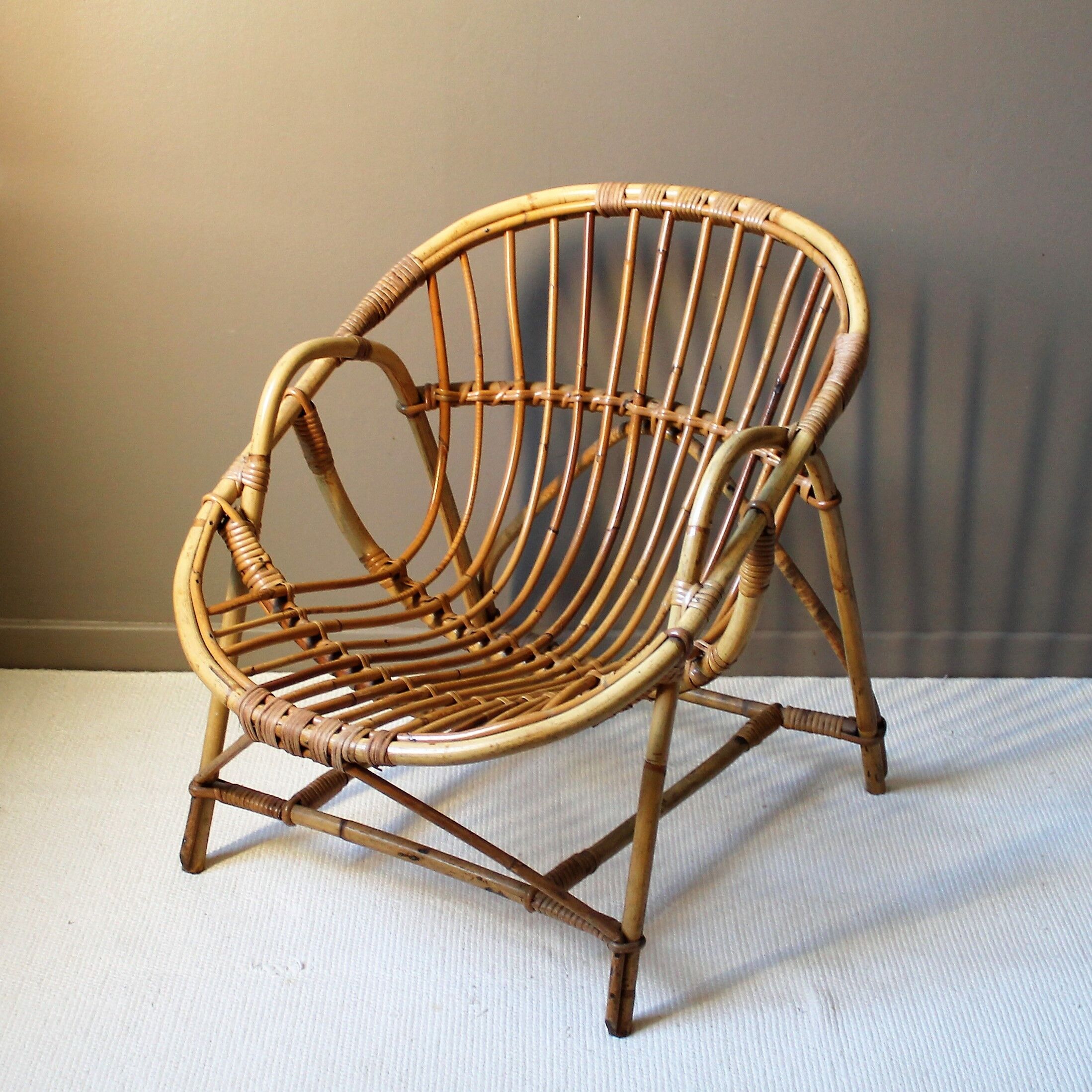 Vintage rattan adult armchair